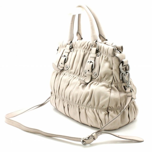 Prada Leather Bag Hardware Shoulder 2WAY Greige - Picture 1 of 9